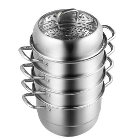 VEVOR Dumpling Steamer Stainless Steel 5 Titer for for Cook Soup, Noodles, Fishes Work with Gas Electric Grill Stove Top, Dia 30cm/11.8incht