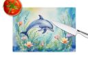 Spring Dolphin Glass Cutting Board Decorative Tempered Glass Kitchen Cutting and Serving Board Large Size Chopping Board