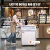 VEVOR Commercial Ice Cream Display Case, 5.4 Cu.ft Chest Freezer, Mobile Glass Top Deep Freezer, Restaurant Gelato Dipping Cabinet with 2 Wire Baskets