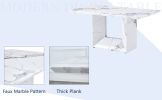 Table and chair set.63"x35.4" White Marble-Patterned MDF Dining Table Set with 4 Armless White PU Chairs.The backrest of the dining chair is designed