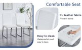 Table and chair set.63"x35.4" White Marble-Patterned MDF Dining Table Set with 4 Armless White PU Chairs.The backrest of the dining chair is designed