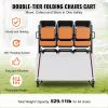 VEVOR Folding Chair Cart, Double Layer Mobile Stackable Chair Dolly, Storage Rack Trolley with 530 Lbs Capacity to Store 84 Chairs