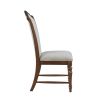 Formal Traditional Dining Set 9pc Table with Extension Leaf and 2 Armchairs 6 Side Chairs Cherry Finish Fabric Upholstery Nailhead Trim Wooden Furnitu