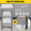 VEVOR Stainless Steel Prep Table, 60x14x33 in Commercial Stainless Steel Table, 2 Adjustable Undershelf BBQ Prep Table, Heavy Duty Kitchen Work Table