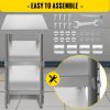 VEVOR Outdoor Food Prep Table, 36x18x34 inch Commercial Stainless Steel Table, 2 Adjustable Undershelf BBQ Prep Table, Heavy Duty Kitchen Work Table