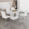 Table and chair set.63"x35.4" White Marble-Patterned MDF Dining Table Set with 4 Armless White PU Chairs.The backrest of the dining chair is designed