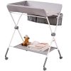 VEVOR Baby Changing Table, Folding Diaper Changing Station with Lockable Wheels, Portable Changing Table 3-level Adjustable Heights