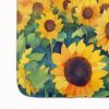 Kansas Sunflowers in Watercolor Memory Foam Kitchen Mat Machine Washable Anti-Fatigue Mat Cushion Comfort Bath Mat or Kitchen Rug