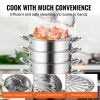 VEVOR Dumpling Steamer Stainless Steel 5 Titer for for Cook Soup, Noodles, Fishes Work with Gas Electric Grill Stove Top, Dia 30cm/11.8incht