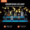 VEVOR LED Lighted Liquor Bottle Display, 2 Tiers 30 Inches, Illuminated Home Bar Shelf with RF Remote & App Control 7 Static Colors 1-4 H Timing