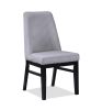 5pc Dining Set Contemporary Modern Style White Faux Marble Round Table Cage Like Base Light Gray Fabric Upholstery Dining Wooden Furniture Black Finis