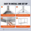 VEVOR Stainless Steel Prep Table, 30 x 48 x 34 Inch, Heavy Duty Metal Worktable with 3 Adjustable Height Levels