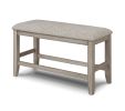 6pc Dining Set Contemporary Farmhouse Style Counter Height w 20-Inch Lazy Susan All Gray Finish Upholstered Chairs Bench Wooden Wood Veneers Solid Woo