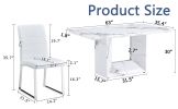 Table and chair set.63"x35.4" White Marble-Patterned MDF Dining Table Set with 4 Armless White PU Chairs.The backrest of the dining chair is designed
