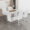 Table and chair set.63"x35.4" White Marble-Patterned MDF Dining Table Set with 4 Armless White PU Chairs.The backrest of the dining chair is designed