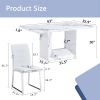 Table and chair set.63"x35.4" White Marble-Patterned MDF Dining Table Set with 4 Armless White PU Chairs.The backrest of the dining chair is designed