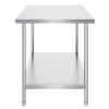 VEVOR Stainless Steel Prep Table, 30 x 48 x 34 Inch, Heavy Duty Metal Worktable with 3 Adjustable Height Levels