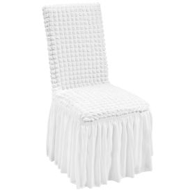 VEVOR Stretch Spandex Folding Chair Covers, Universal Fitted Chair Cover with Skirt, Removable Washable Protective Slipcovers, for Wedding, Holiday (Color: White, Quantity: 4 pcs)