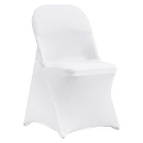 VEVOR Stretch Spandex Folding Chair Covers, Universal Fitted Chair Cover, Removable Washable Protective Slipcovers, for Wedding, Holiday, Banquet (Color: White, Quantity: 100 pcs)