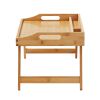 VEVOR Bed Tray Table with Foldable Legs & Media Slot, Bamboo Breakfast Tray for Sofa, Bed, Eating, Snacking, and Working