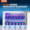 VEVOR 24 inch Indoor/Outdoor Beverage Refrigerator, 185QT Undercounter or Freestanding Beverage Fridge